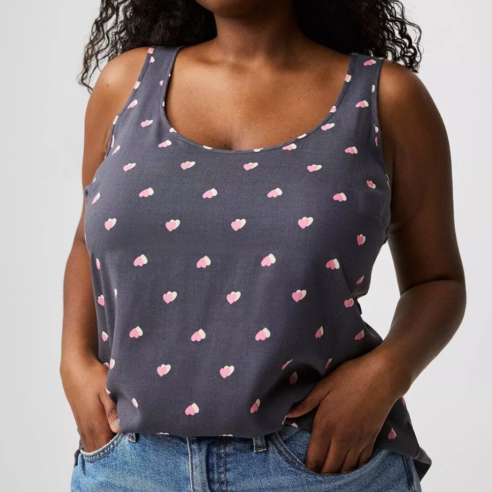 Torrid Plus size Hi Low Washable Challis tank Heart Print NWT 3 3x BF